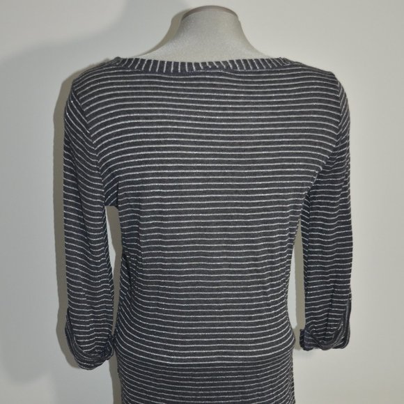 Splendid Grey & Silver Striped Top with Pocket - Picture 5 of 8